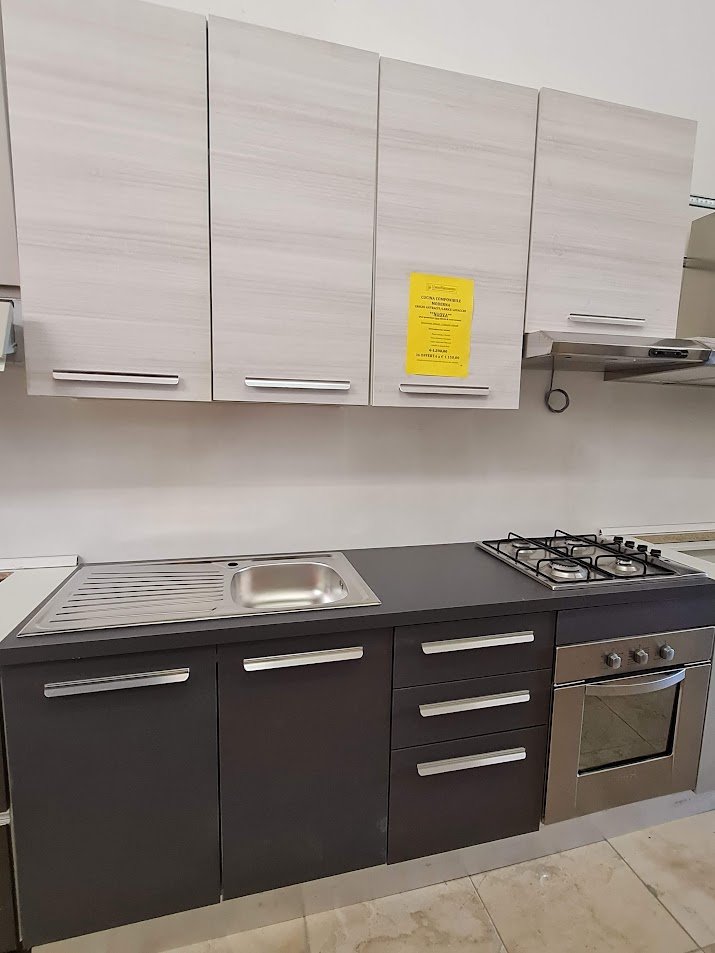 CUCINA COMPONIBILE MODERNA GRIGIO ANTRACITE - LARICE CHIARO ***NUOVA*** - immagine 2