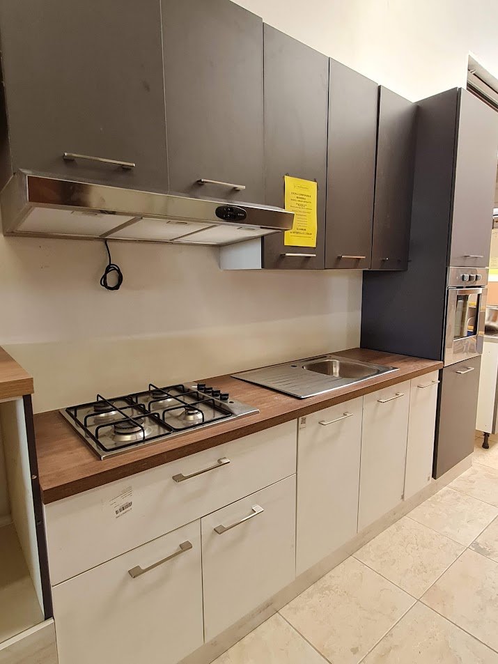 CUCINA COMPONIBILE MODERNA BIANCO - ANTRACITE
