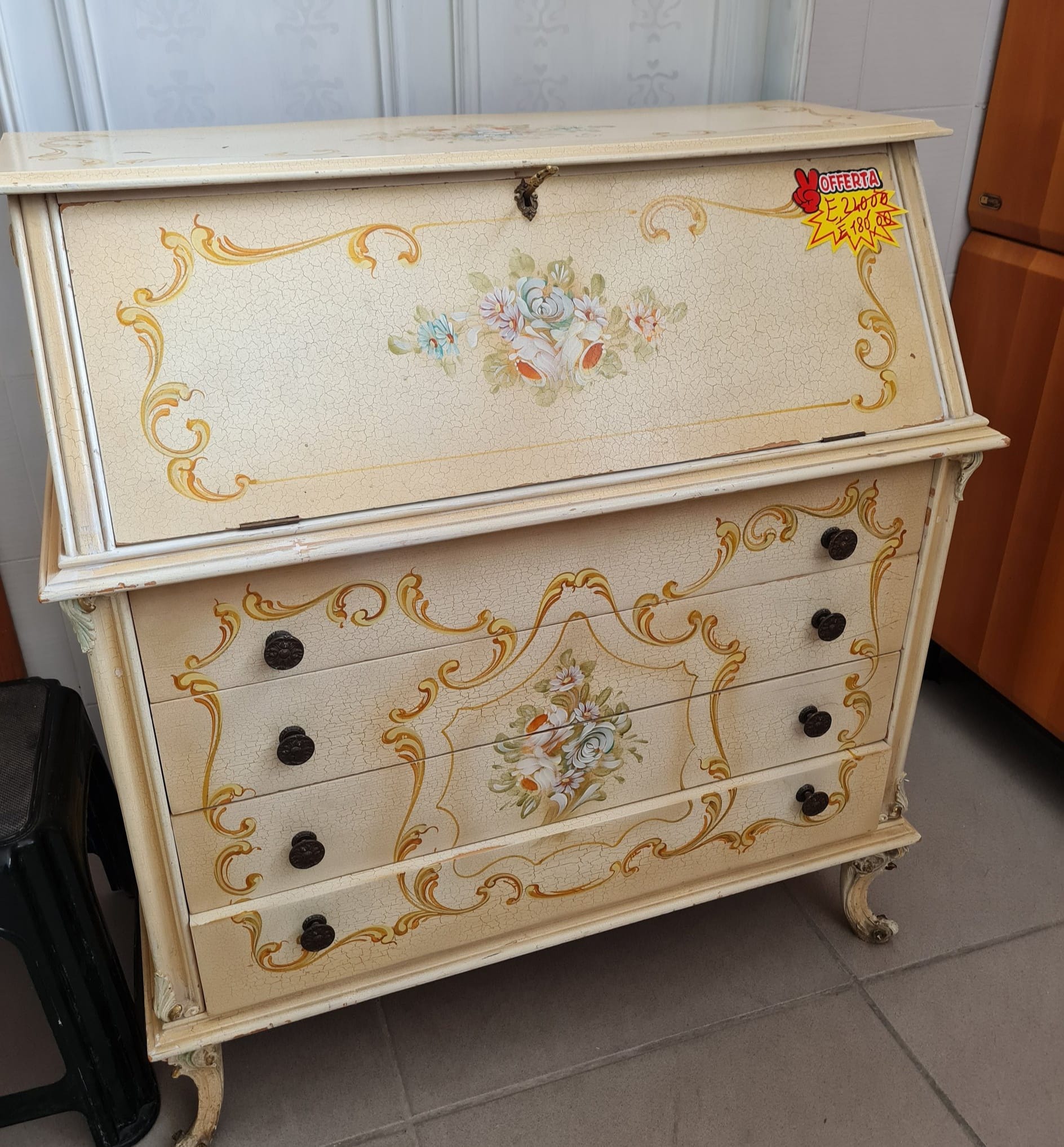 CASSETTIERA / MOBILE A RIBALTA STILE FIORENTINO CLASSICO