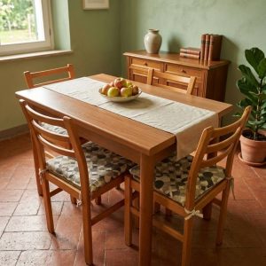 TAVOLO RETTANGOLARE ALLUNGABILE COMPLETO DI 4 SEDIE